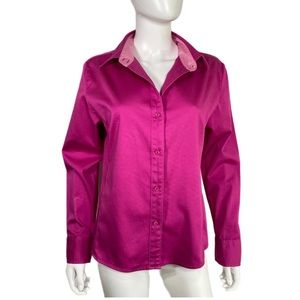 Hannah Fuchsia Button-Down Shirt with Light Pink Collar